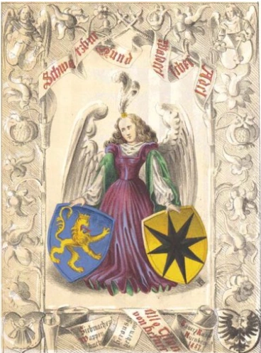 Die Wappen des Schwarzburger und Waldecker Adels